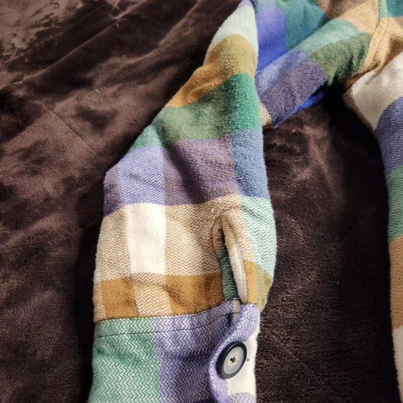 Women's Kavu Flannel Shirt Jacket Shacket Quilted Lined Colorful Button Up - M - Picture 3 of 9